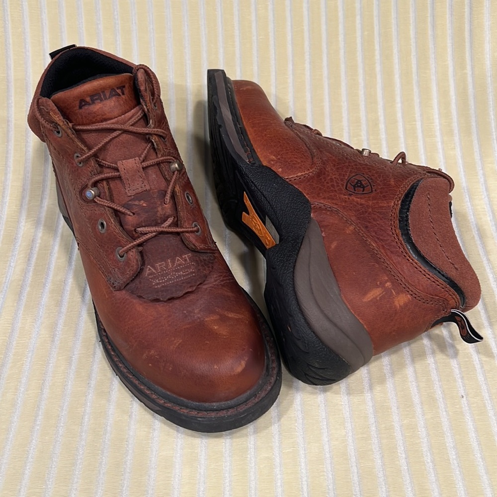 Ariat Brown Leather Lace Up Ankle Work Boots 6.5B B STEEL TOE #31460